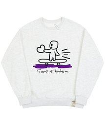 [UNISEX]ヒューマンスケートボードスマイルマンツーマン_メランジホワイト