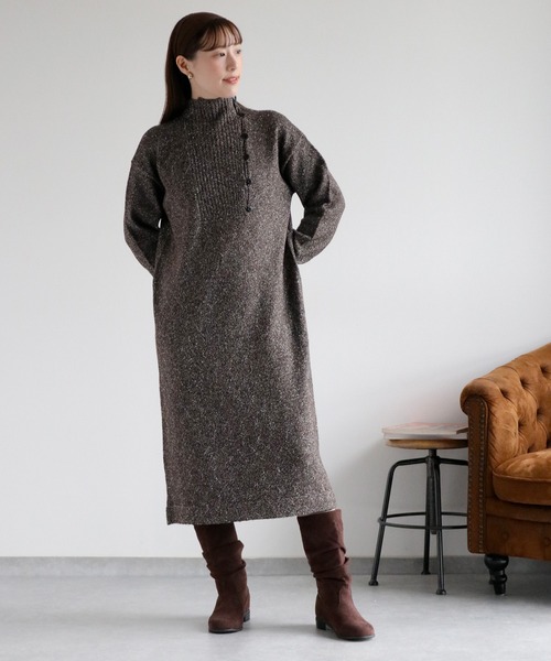 cepo（セポ）の「ネップハイネックニットワンピース（ワンピース・レディース・グレー/ブラウン/ベージュ・M）」の3枚目の写真