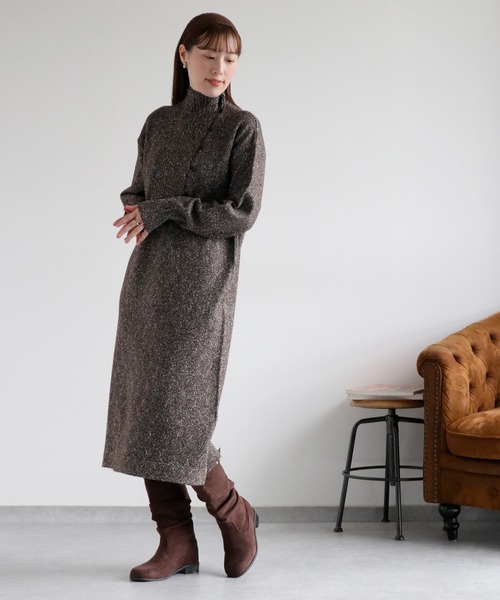 cepo（セポ）の「ネップハイネックニットワンピース（ワンピース・レディース・グレー/ブラウン/ベージュ・M）」の5枚目の写真