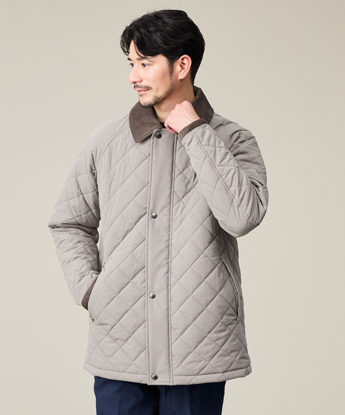 ABAHOUSE GRAY（アバハウスグレイ）の「【コーデュロイ襟】ラグラン 中綿キルティング ジャケット（ブルゾン・メンズ・ブラック/モカ・46/48/50）」の2枚目の写真