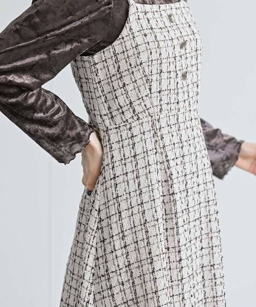 rps(アールピーエス)の「インナーSETツイードフレアーキャミワンピース(ワンピース・レディース・アイボリー/ホワイト系その他4/ブラック・フリー)」の11枚目の写真