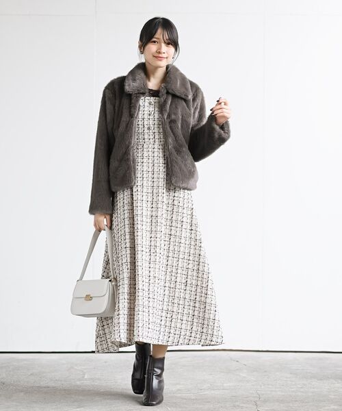 rps(アールピーエス)の「インナーSETツイードフレアーキャミワンピース(ワンピース・レディース・アイボリー/ホワイト系その他4/ブラック・フリー)」の13枚目の写真