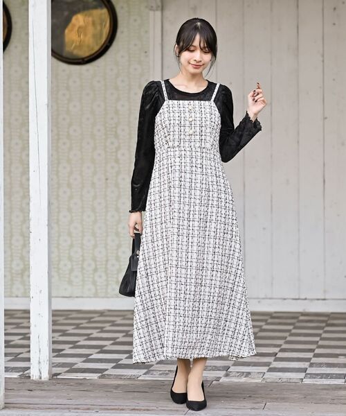rps(アールピーエス)の「インナーSETツイードフレアーキャミワンピース(ワンピース・レディース・アイボリー/ホワイト系その他4/ブラック・フリー)」の14枚目の写真