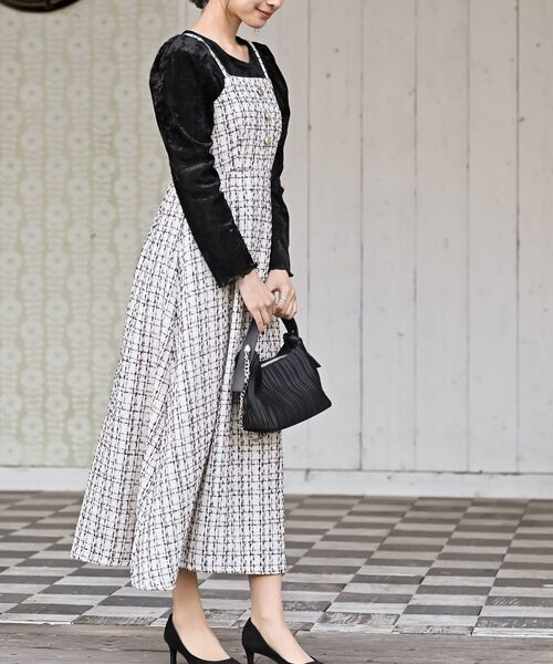 rps(アールピーエス)の「インナーSETツイードフレアーキャミワンピース(ワンピース・レディース・アイボリー/ホワイト系その他4/ブラック・フリー)」の17枚目の写真