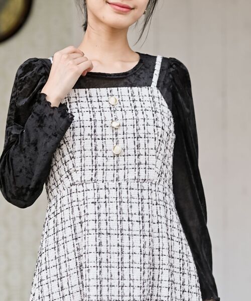 rps(アールピーエス)の「インナーSETツイードフレアーキャミワンピース(ワンピース・レディース・アイボリー/ホワイト系その他4/ブラック・フリー)」の18枚目の写真