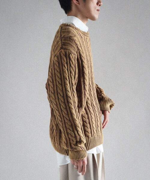 CRAFT STANDARD BOUTIQUE(クラフトスタンダードブティック)の「スノーウォッシュケーブルニット(ニット/セーター・メンズ・マスタード/ブラック・M/L/XL)」の15枚目の写真