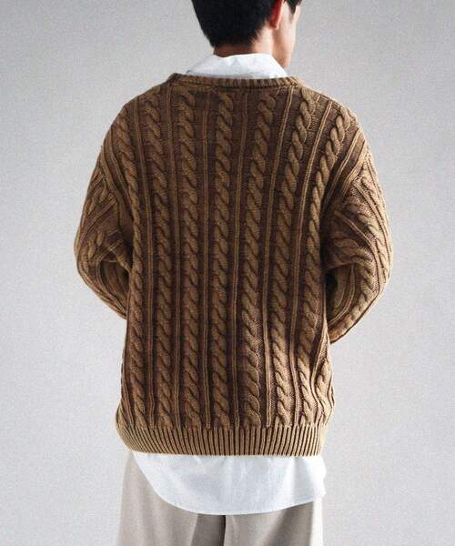 CRAFT STANDARD BOUTIQUE(クラフトスタンダードブティック)の「スノーウォッシュケーブルニット(ニット/セーター・メンズ・マスタード/ブラック・M/L/XL)」の12枚目の写真