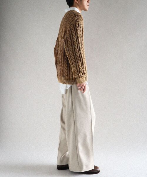 CRAFT STANDARD BOUTIQUE(クラフトスタンダードブティック)の「スノーウォッシュケーブルニット(ニット/セーター・メンズ・マスタード/ブラック・M/L/XL)」の18枚目の写真