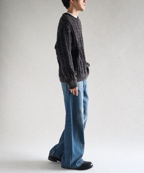 CRAFT STANDARD BOUTIQUE(クラフトスタンダードブティック)の「スノーウォッシュケーブルニット(ニット/セーター・メンズ・マスタード/ブラック・M/L/XL)」の13枚目の写真