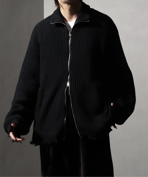 Art re A select(アトリエセレクト)の「【ADAMPATEK/アダムパテック】cotton wool damaged knit(ニット/セーター・メンズ・ブラック/グレー・M/L)」の2枚目の写真