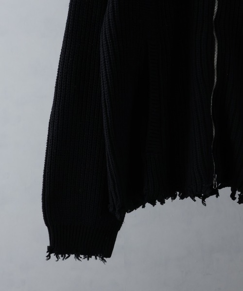 Art re A select(アトリエセレクト)の「【ADAMPATEK/アダムパテック】cotton wool damaged knit(ニット/セーター・メンズ・ブラック/グレー・M/L)」の5枚目の写真