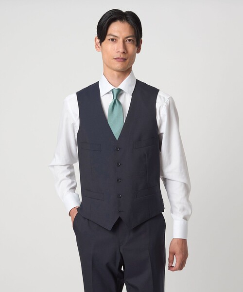 green label relaxing（グリーンレーベルリラクシング）の「REDA トロピカル 無地 5B スーツベスト（スーツベスト・メンズ・ネイビー/ダークグレー/ダークブラウン/ダークグリーン/ブラック・52/50/48/46/44/42）」の5枚目の写真