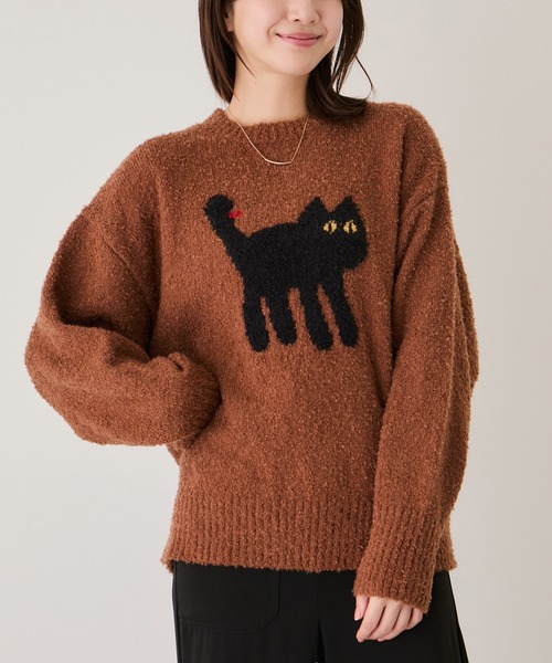 Jayro(ジャイロ)の「ネコジャガードプルオーバー(Tシャツ/カットソー・レディース・ライトグレー/ブラウン/ブラック系その他/オフホワイト/ブルー系その他4・M)」の4枚目の写真