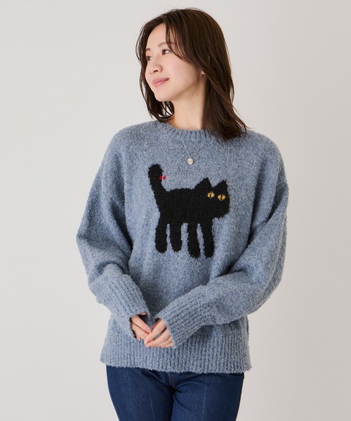 Jayro(ジャイロ)の「ネコジャガードプルオーバー(Tシャツ/カットソー・レディース・ライトグレー/ブラウン/ブラック系その他/オフホワイト/ブルー系その他4・M)」の6枚目の写真