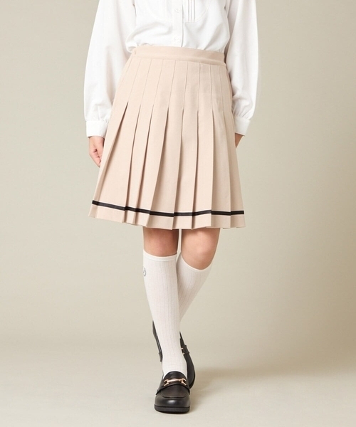 a.v.v（アーヴェヴェ）の「[150-160]【卒服】ラインプリーツスカート（スカート・キッズ・ベージュ/ブラック・150/160）」の20枚目の写真