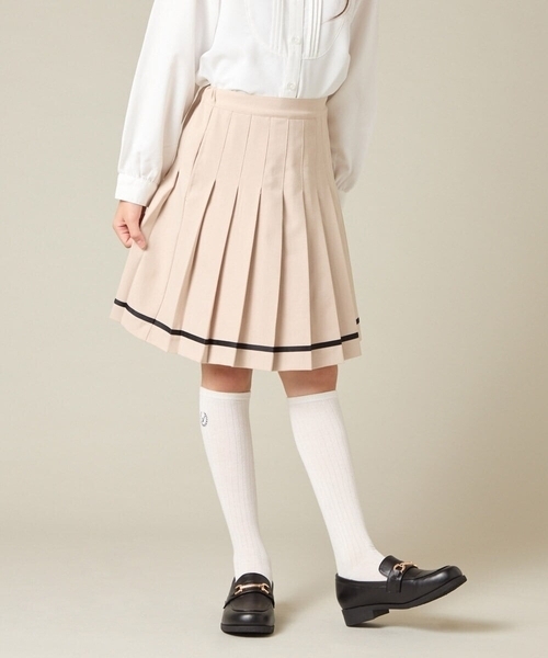 a.v.v（アーヴェヴェ）の「[150-160]【卒服】ラインプリーツスカート（スカート・キッズ・ベージュ/ブラック・150/160）」の21枚目の写真