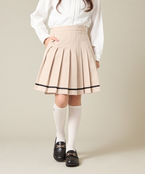 a.v.v（アーヴェヴェ）の「[150-160]【卒服】ラインプリーツスカート（スカート・キッズ・ベージュ/ブラック・150/160）」の14枚目の写真