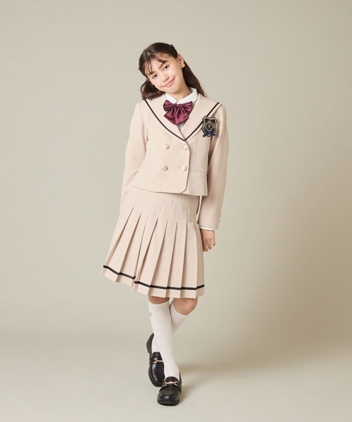 a.v.v（アーヴェヴェ）の「[150-160]【卒服】ラインプリーツスカート（スカート・キッズ・ベージュ/ブラック・150/160）」の16枚目の写真