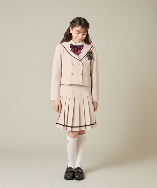 a.v.v（アーヴェヴェ）の「[150-160]【卒服】ラインプリーツスカート（スカート・キッズ・ベージュ/ブラック・150/160）」の8枚目の写真