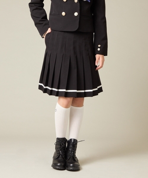 a.v.v（アーヴェヴェ）の「[150-160]【卒服】ラインプリーツスカート（スカート・キッズ・ベージュ/ブラック・150/160）」の11枚目の写真