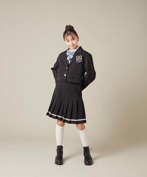 a.v.v（アーヴェヴェ）の「[150-160]【卒服】ラインプリーツスカート（スカート・キッズ・ベージュ/ブラック・150/160）」の5枚目の写真