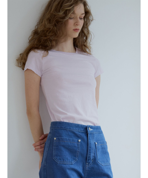 GRIDAJ（クリダジェイ）の「ベーシックスリムTシャツ[ピンク]（Tシャツ/カットソー・レディース・ピンク・SMALL/MEDIUM）」の2枚目の写真