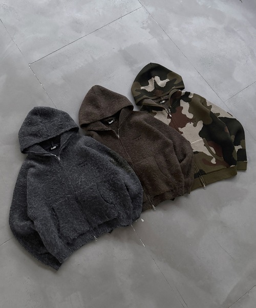 kutir(クティール)の「ASSORTED DOUBLE ZIP KNIT PARKA/アソートダブルジップニットパーカー(ニット/セーター・メンズ・ブラウン/ブラック/カーキ・LARGE/MEDIUM)」の14枚目の写真