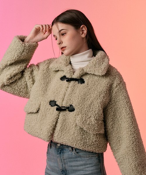 KOLEAT（コレット）の「クロップトッポッキファームートンフリースジャケット [ミント] ダッフル羊毛ver.（ムートンコート・レディース・その他・FREE）」の3枚目の写真