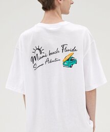 マイアミビーチフロリダサーフィン オーバーサイズ半袖Tシャツ (VNCTS236) ホワイト