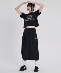 ナイロンカーゴロングスカート_ブラック