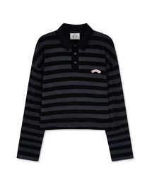 テリーストライプカラーTシャツ(ブラック)