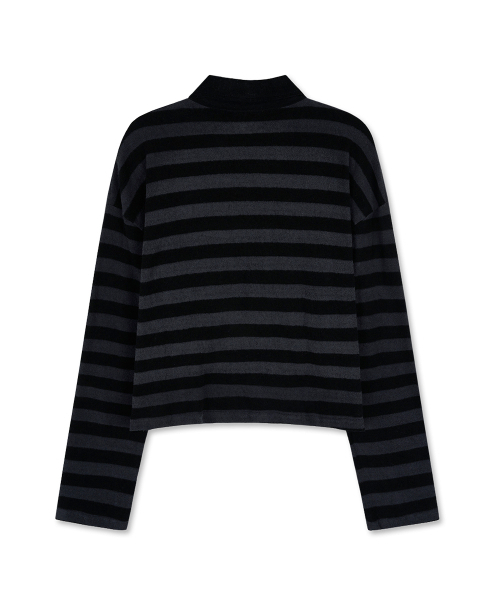NAKED SURF CLUB(ネイキッドサーフクラブ)の「テリーストライプカラーTシャツ(ブラック)(ポロシャツ・レディース・その他・FREE)」の3枚目の写真