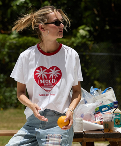 MOODBETTER（ムード ベター）の「HEART PALMTREE BASIC FIT T SHIRTS WHITE（Tシャツ/カットソー・レディース・その他・FREE）」の2枚目の写真