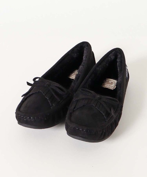 Bleu Bleuet(ブルーブルーエ)の「ファーモカシン(モカシン/デッキシューズ・レディース・ブラック/ベージュ系その他/ピンク・M/L)」の2枚目の写真