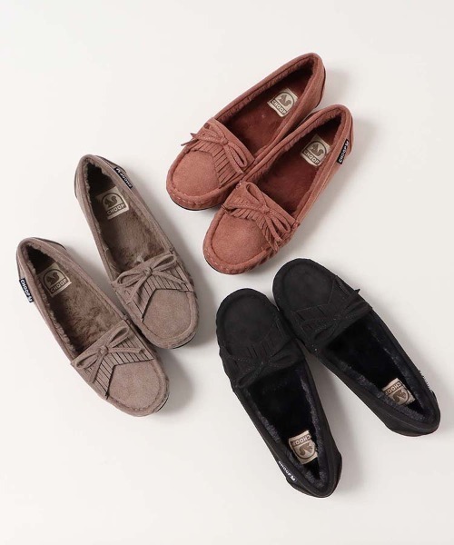 Bleu Bleuet(ブルーブルーエ)の「ファーモカシン(モカシン/デッキシューズ・レディース・ブラック/ベージュ系その他/ピンク・M/L)」の10枚目の写真