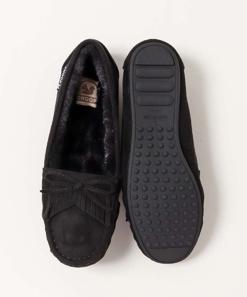 Bleu Bleuet(ブルーブルーエ)の「ファーモカシン(モカシン/デッキシューズ・レディース・ブラック/ベージュ系その他/ピンク・M/L)」の4枚目の写真