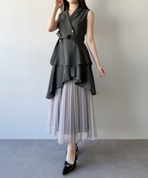 mipiarl（ミピアール）の「チュールプリーツトレンチワンピース（ワンピース）」