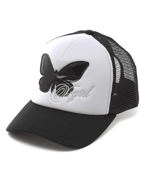 X-girl（エックスガール）の「BUTTERFLY PATCH TRUCKER CAP（キャップ・レディース・カモフラージュ/ピンク/ブラック・ONE SIZE）」の13枚目の写真