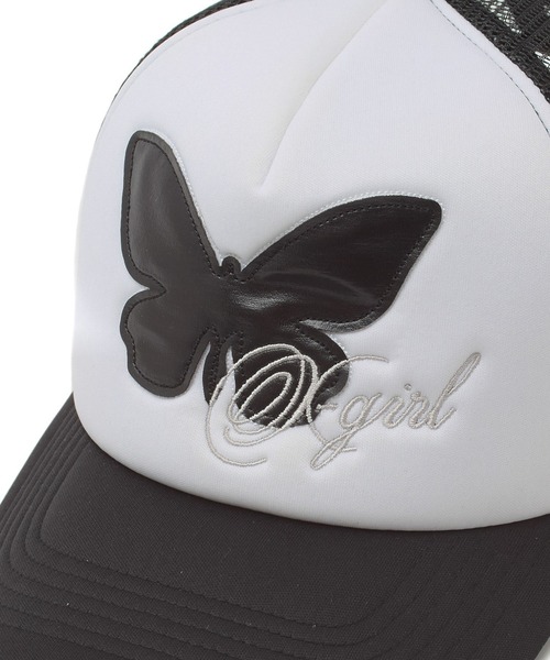 X-girl（エックスガール）の「BUTTERFLY PATCH TRUCKER CAP（キャップ・レディース・カモフラージュ/ピンク/ブラック・ONE SIZE）」の18枚目の写真