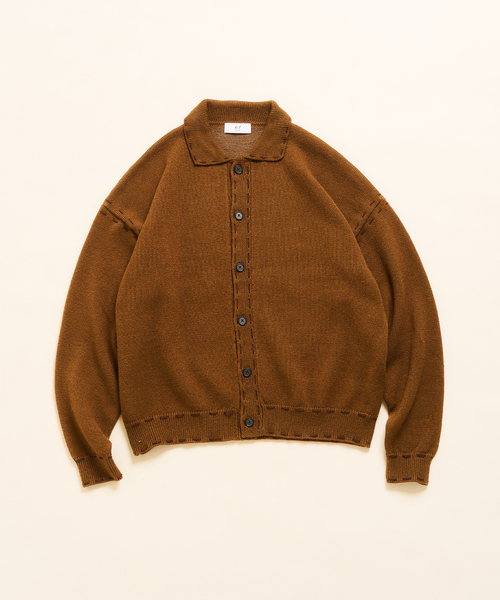 417 EDIFICE（フォーワンセブンエディフィス）の「ステッチ ニットカーディガン（カーディガン/ボレロ・メンズ・ブラック/ブラウン/グリーン・MEDIUM/LARGE）」の2枚目の写真