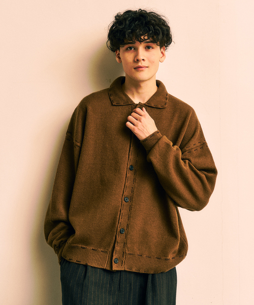 417 EDIFICE（フォーワンセブンエディフィス）の「ステッチ ニットカーディガン（カーディガン/ボレロ・メンズ・ブラック/ブラウン/グリーン・MEDIUM/LARGE）」の20枚目の写真