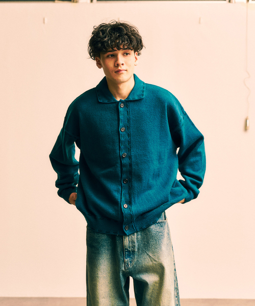 417 EDIFICE（フォーワンセブンエディフィス）の「ステッチ ニットカーディガン（カーディガン/ボレロ・メンズ・ブラック/ブラウン/グリーン・MEDIUM/LARGE）」の15枚目の写真