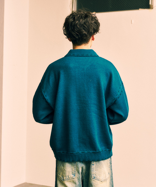 417 EDIFICE（フォーワンセブンエディフィス）の「ステッチ ニットカーディガン（カーディガン/ボレロ・メンズ・ブラック/ブラウン/グリーン・MEDIUM/LARGE）」の7枚目の写真