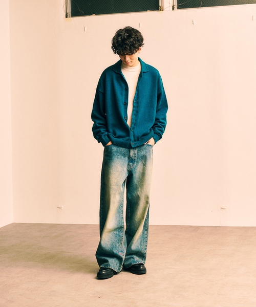 417 EDIFICE（フォーワンセブンエディフィス）の「ステッチ ニットカーディガン（カーディガン/ボレロ・メンズ・ブラック/ブラウン/グリーン・MEDIUM/LARGE）」の9枚目の写真