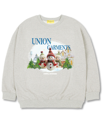 スリースノーマン オーバーサイズ スウェットクリスマスTシャツ [起毛]オートミール