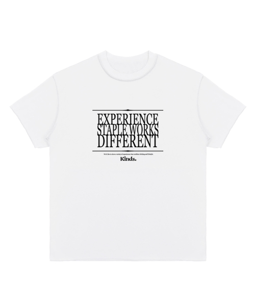 KINDS(カインズ)の「20 count premium single 3 line logo short sleeve t-shirt (White)(Tシャツ/カットソー・レディース・その他・MEDIUM/LARGE)」の1枚目の写真
