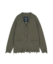 FLATWAVE IN SEOUL（フラットウェーブインソウル）の「Xaos Vintage Cotton Cardigan Khaki（カーディガン/ボレロ）」