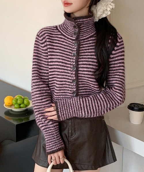 ONEP STAR（ワンピスター）の「配色ボーダーニットカーディガン（カーディガン/ボレロ・レディース・ピンク/イエロー/ブルー・FREE）」の22枚目の写真