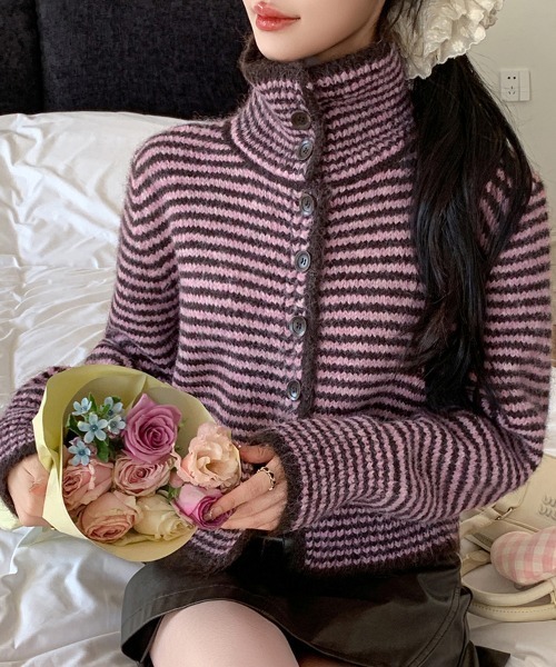 ONEP STAR（ワンピスター）の「配色ボーダーニットカーディガン（カーディガン/ボレロ・レディース・ピンク/イエロー/ブルー・FREE）」の17枚目の写真