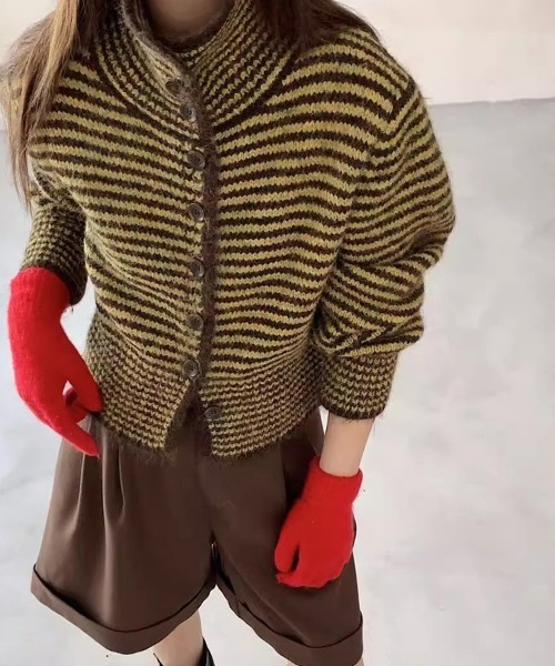 ONEP STAR（ワンピスター）の「配色ボーダーニットカーディガン（カーディガン/ボレロ・レディース・ピンク/イエロー/ブルー・FREE）」の10枚目の写真